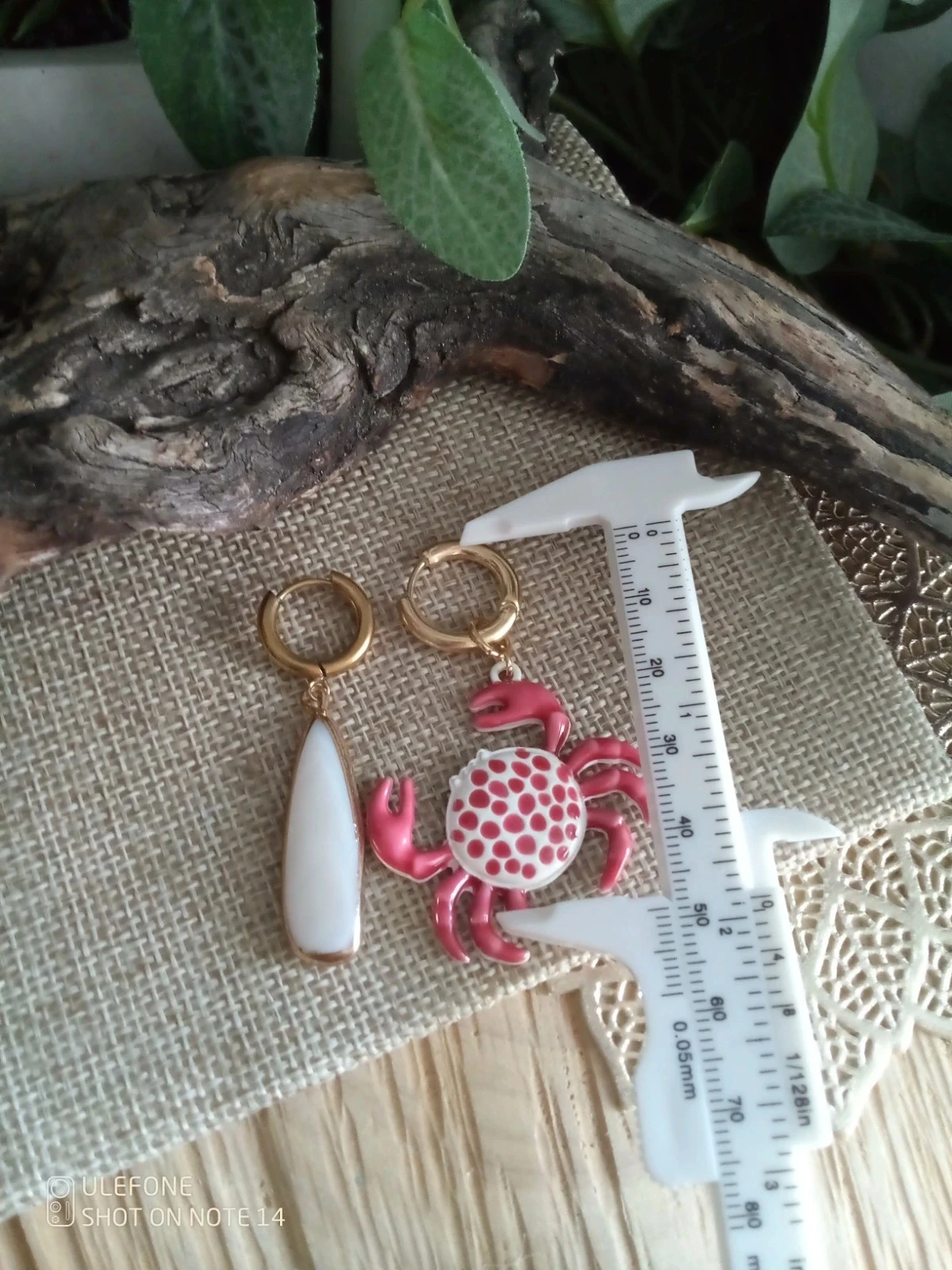 Asymmetrical Bohemian Crab and Mother of Pearl Earrings – photo 2